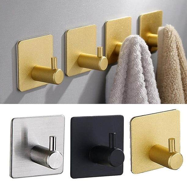 Gancho de toalla de acero inoxidable para baño, Perchero de pared  autoadhesivo, soporte para llaves, ganchos