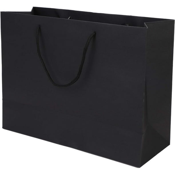 Bolsas grandes de regalo negras con asas para regalos, paquete de 12, 13 x  5 x 10 pulgadas, bolsas de compras de papel de lujo para boutique, bolsa