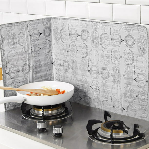 Batería de Cocina Placa deflectora plegable para estufa de gas de papel de  aluminio para salpicaduras de aceite de cocina (C) Tmvgtek Libre de BPA