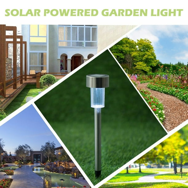 Luces solares para exteriores, paquete de 10 luces solares impermeables de  acero inoxidable para camino, jardín, patio, camino, entrada, césped