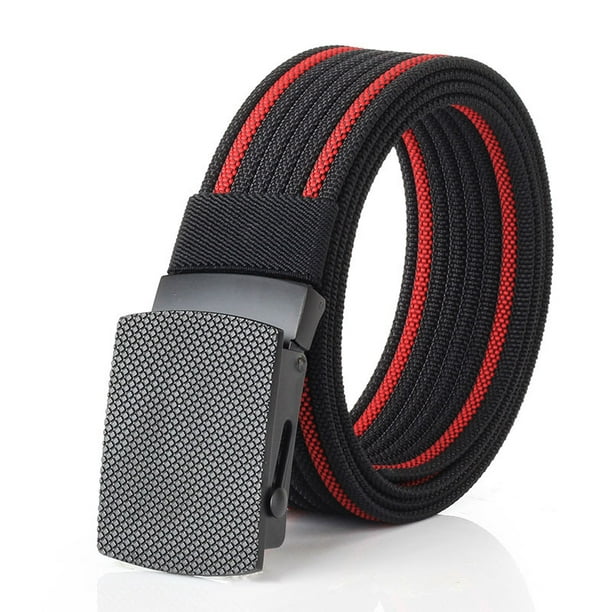 Cinturones de nailon para hombre, cinturón táctico militar con hebilla de  plástico YKK, duradero y transpirable para uso al aire libre [49.2 de  largo, 1.5 de ancho], negro y rojo sincero electrónico