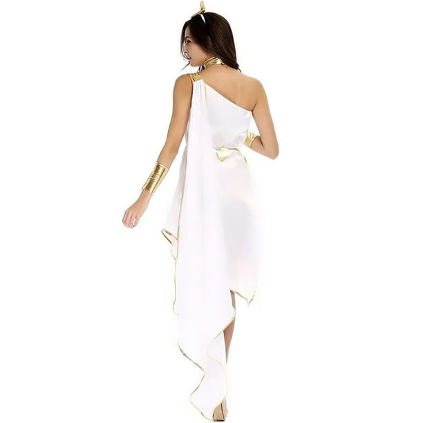 Disfraz de diosa griega de Halloween para mujer, vestido blanco