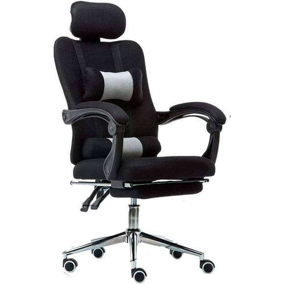 silla ejecutiva ergonómica con altura ajustable de escritorio sillón para oficina con reposacabezas y reposapies incluye cojín lumbar lumax color negro