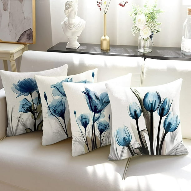 Cojines grandes para exteriores azul marino real, fundas de almohadas  azules para exteriores, fundas de cojines personalizados sofá cremallera  decorativa -  México
