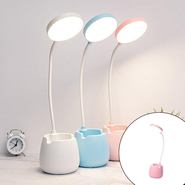  Agatige Lámpara de escritorio para niños con soporte para  lápices, lámpara de estudio LED flexible para el cuidado de los ojos con  puerto de carga USB, lámpara de estudio para escritorio