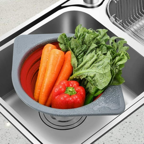 Colador plegable de silicona, cesta de filtro de limpieza de frutas y  verduras, escurridor plegable, utensilios de cocina