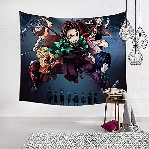 Vinilo Pared Rota 3d Demon Slayer 80x80