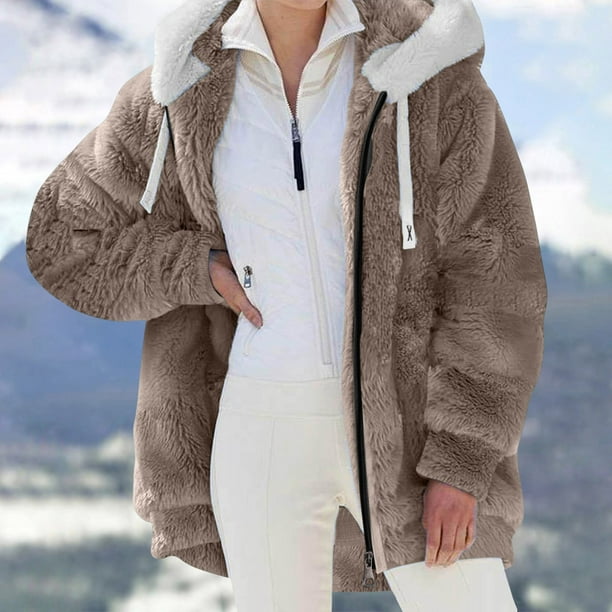 Abrigos largos de invierno para mujer, abrigos de invierno de talla grande para  mujer, chaqueta polar con cremallera, chaqueta de franela para mujer