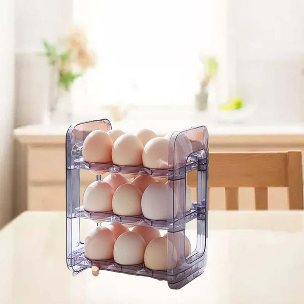 Soporte para huevos para refrigerador, organizador de huevos, bandeja  reutilizable para huevos, contenedor de almacenamiento para encimera,  estante, violeta perfecl Porta huevos