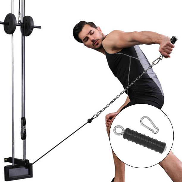 FITNESS MANIAC Juego de accesorios de cable para gimnasio en casa, mango de  ejercicio cromado prensado hacia abajo, accesorios de entrenamiento de