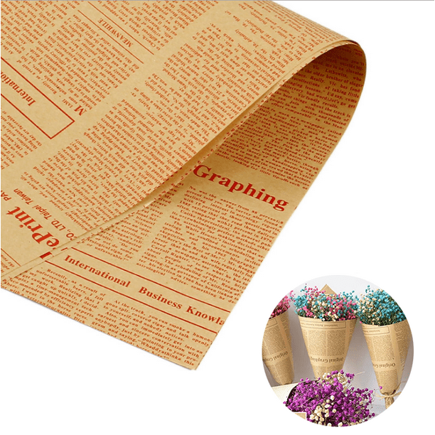  40 hojas de papel de regalo de flores de doble cara y 20 yardas  de cinta floral de hilo del alfabeto, papel de regalo impermeable para  decoración y fabricación de ramos