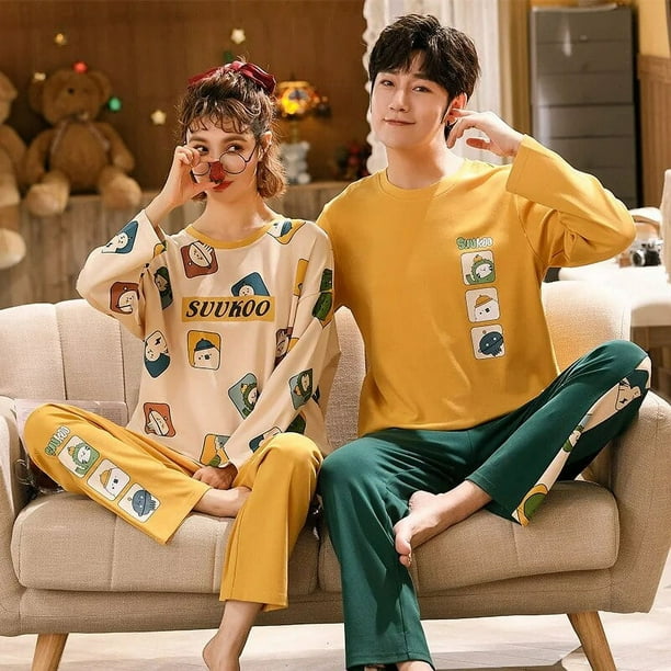 Foply-Conjunto de Pijamas para parejas, ropa de dormir de manga larga,  estilo fresco, 100% algodón, El Tesoro Escondido