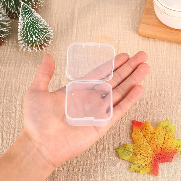 12 piezas pequeñas de plástico transparente contenedor de almacenamiento y  organizador cajas transparentes con tapa con bisagras para almacenamiento