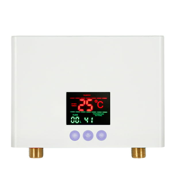 Calentador de agua portátil – Calentador de agua sin tanque de 5 litros  alimentado con propano con sistema de encendido doble, pantalla LED y clips  de
