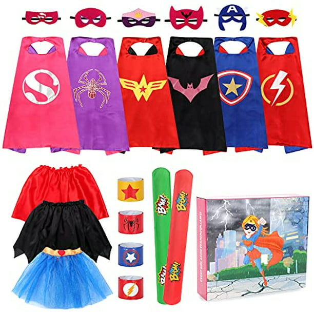  Capas y máscaras de superhéroes para niños y niñas, disfraces  de Halloween, disfraces de superhéroe, recuerdos de fiesta, paquete de 20  (negro) : Juguetes y Juegos