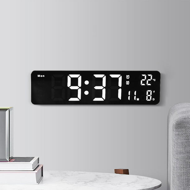 Reloj despertador digital, pantalla LED grande, pantalla de 12/24