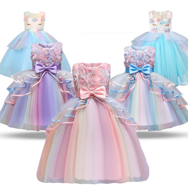 Disfraz de princesa para niña, disfraz de unicornio, Chid, Vestido de fiesta  de boda, flores, arcoíris, ropa para niña, Vestido de cumpleaños Fivean  unisex