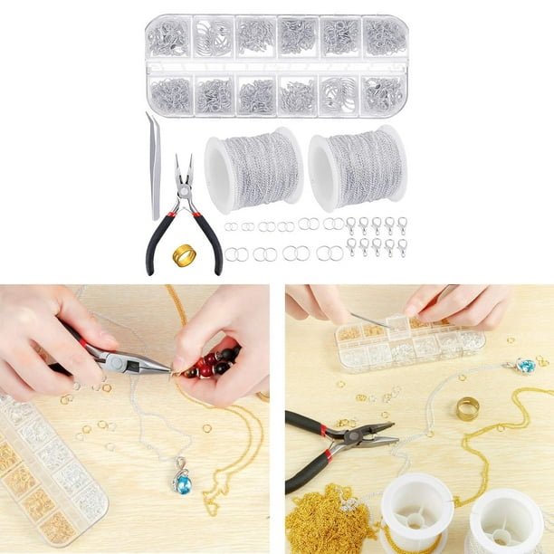 Kit de suministros para hacer joyas, kit de fabricación de joyas con  herramientas de joyería, herramientas de calibración de anillos, cuentas de