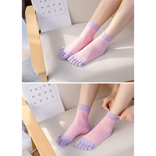 Calcetines con dedos para mujer, calcetines deportivos de algodón con dedos  separados, calcetines con dedos para mujer, suaves y transpirables, 5 pares  JM