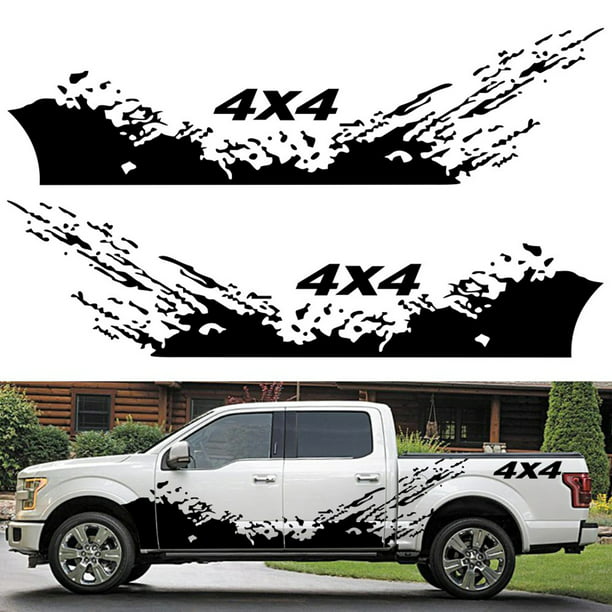 4PCS Pegatinas de coche 4X4 Off Road (40 * 10cm) + Calcomanía gráfica de  montaña (190 * 50cm) Pegatina para coche, camión, accesorios exteriores,  negro Abanopi Pegatina
