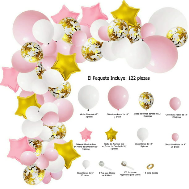 100 Globos Rosa Dorado Decoraciones Para Baby Shower Fiestas Cumpleaños Niña