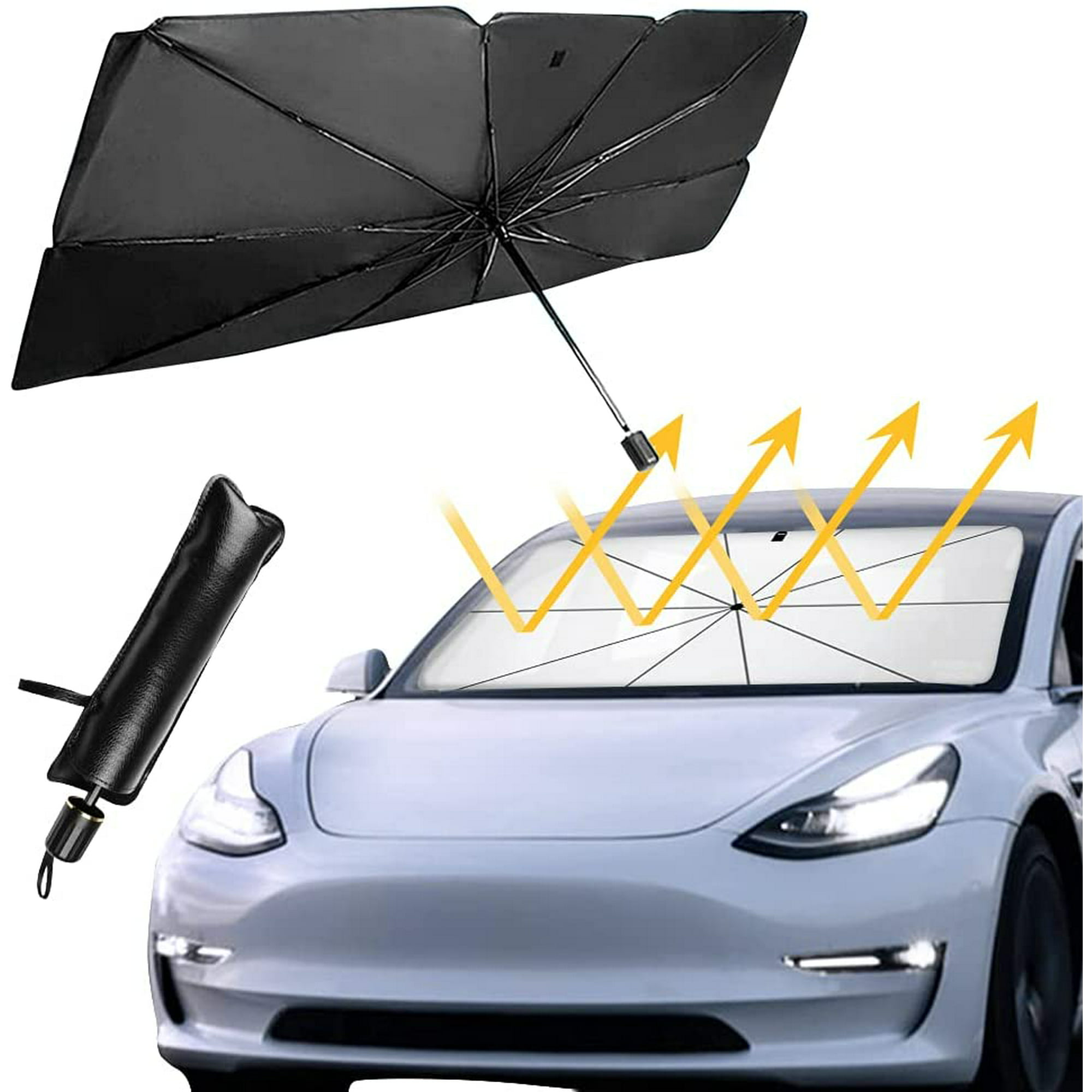  Parasol delantero para automóvil, portátil, plegable, fuerte,  resistente a los rayos UV y al calor, mantiene el automóvil fresco,  cubierta universal para parabrisas para automóvil, camión, SUV (L(59 x  31.51 pulgadas) 