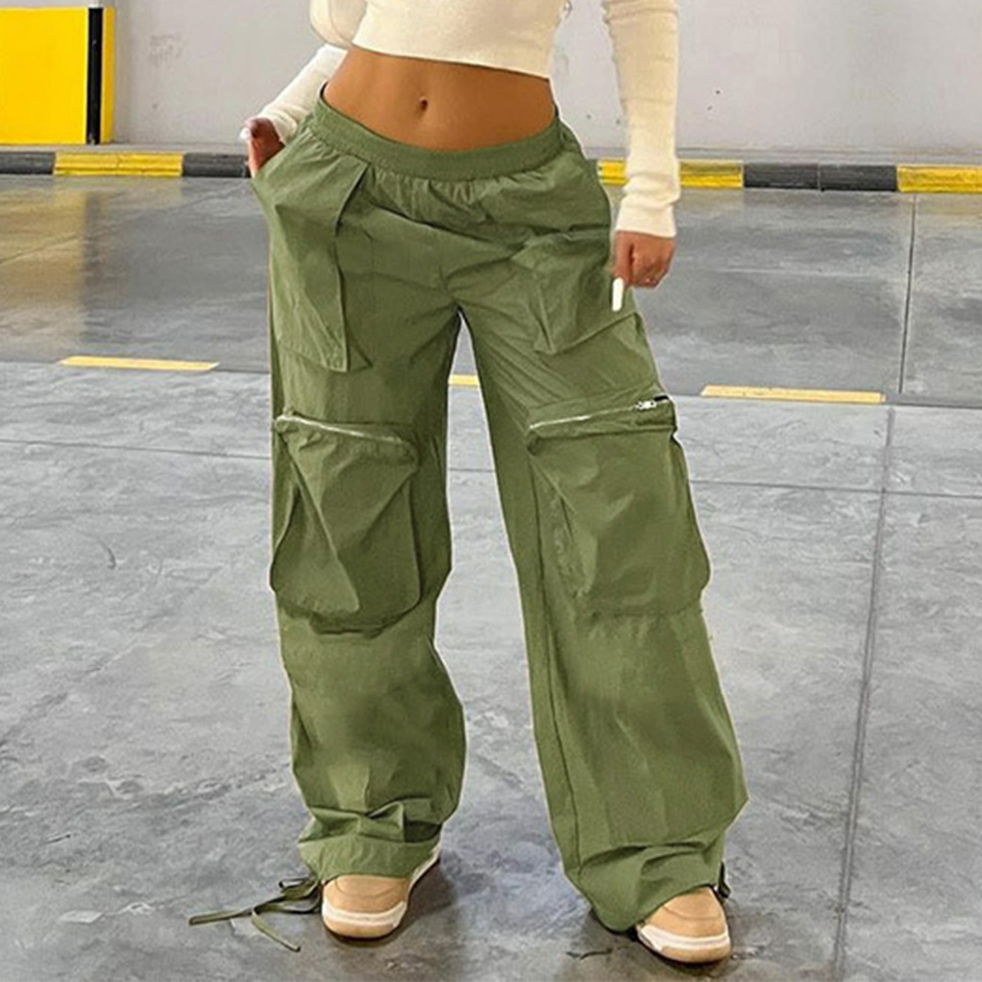 Txlixc, pantalones Cargo holgados para mujer, Y2K, cintura alta, pierna  ancha, pantalones informales sueltos, pantalones, ropa de calle Txlixc Moda