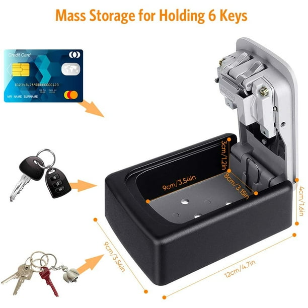 Caja de bloqueo de llaves montada en la pared, caja de bloqueo portátil  para llave de casa, capacidad de 5 llaves, resistente a la intemperie, caja  de