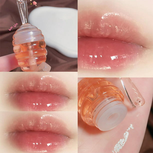 Bálsamo labial hidratante con brillo para labios, transparente, hidratante  para el cuidado de los labios, no pegajoso, cepillo grande, nutritivo