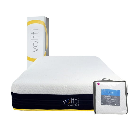 voltti essential colchón en caja híbrido king nano memory foam  resortes encapsulados 26 cm  protector impermeable