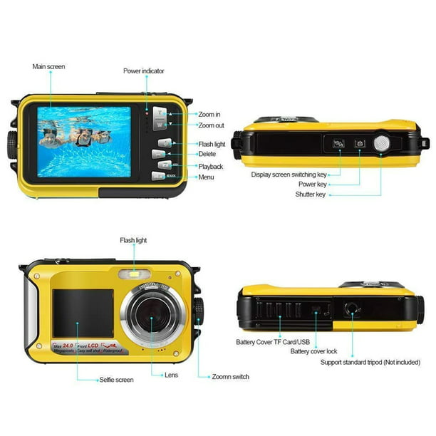  Cámara de acción DV, fácil de instalar, exquisito ABS 11.82 oz  7 colores cámara deportiva para bajo el agua para disfrutar visual claro  para una vida de registro (amarillo) : Electrónica