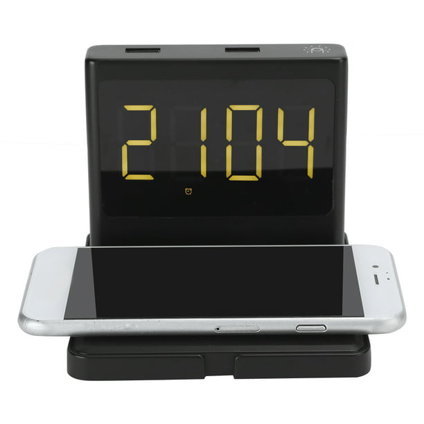 Reloj despertador digital para móvil, cargador inalámbrico c