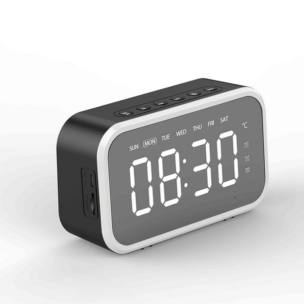 Reloj despertador digital Pantalla de espejo HD compatible con Bluetooth  Multifunción 3 Ajustes de alarma Estereofonía para dormitorios Escritorio  Negro Inevent HA028204-01B