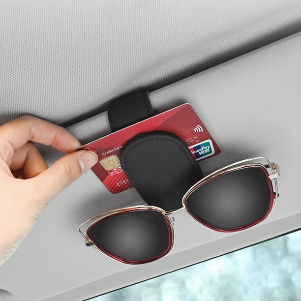 Porta Gafas De Sol Soporte Universal para gafas de coche, Clip para visera  de PU, Clip para gafas de sol para visera de coche Sywqhk Accesorios para  autos y motos