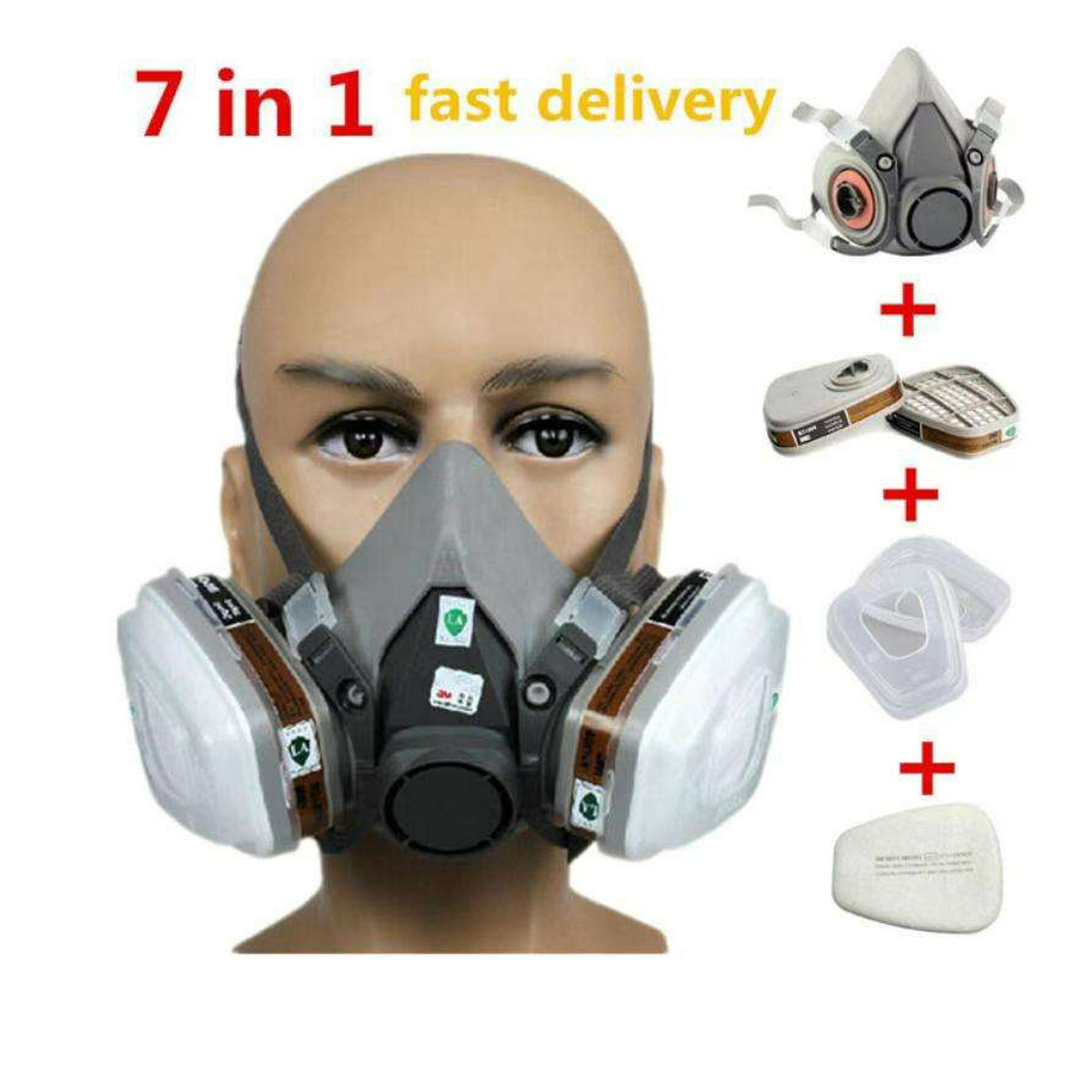 Máscara respiradora Máscara de gas de media cara Máscara de gas 6200  Máscara de gas con filtros/gafas de seguridad Respirador de pintura para
