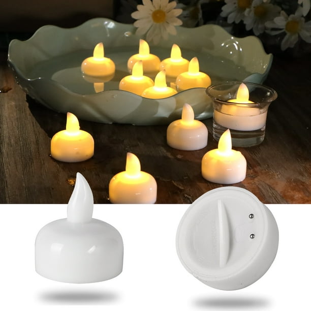 JM 12 velas flotantes de inducción en agua, vela electrónica LED romántica  para boda, pecera, velas pequeñas intermitentes (blanco cálido) JM