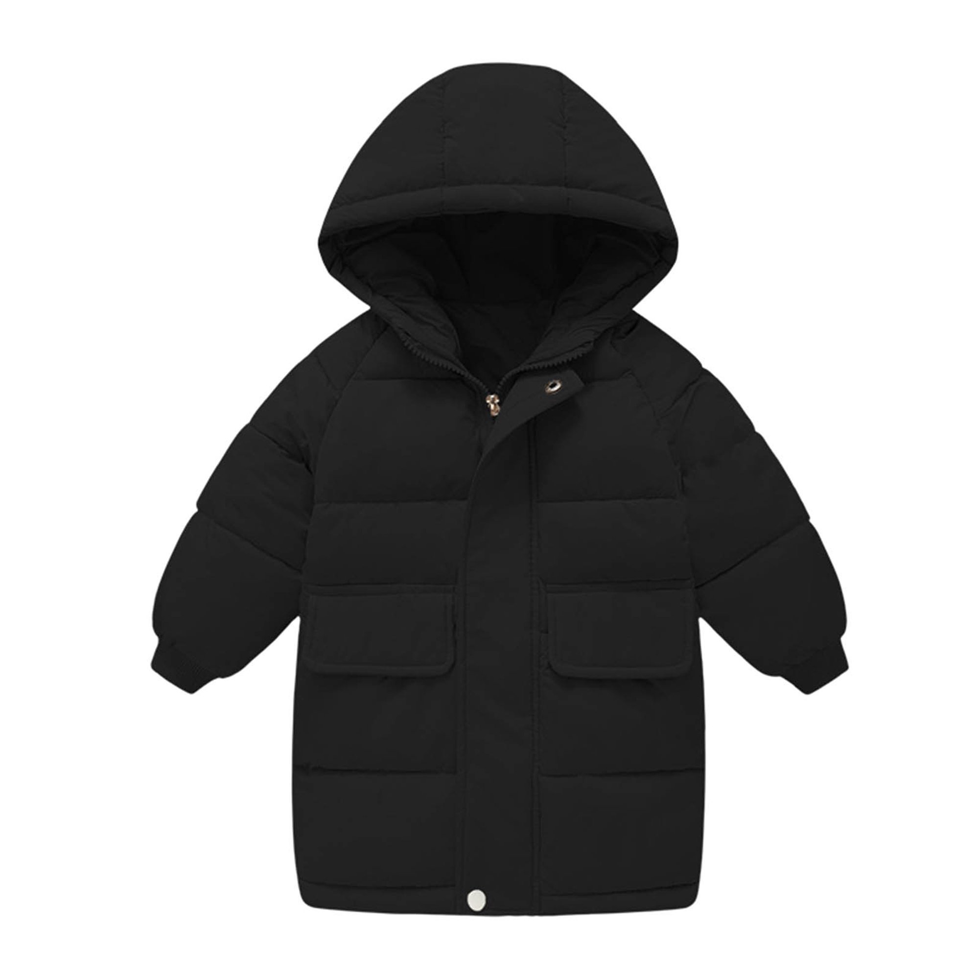 Abrigo cálido para niños al aire libre, resistente al viento, chaqueta con  capucha para niños pequeños, chaquetas gruesas para niños (negro, 2-3 años)