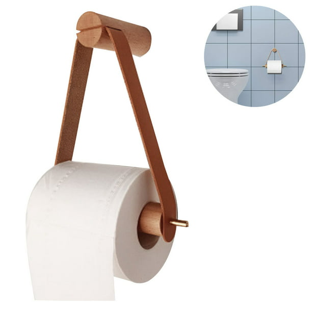 Soporte de papel higiénico de madera para baño en pared, soporte para rollo  de papel higiénico de cocina de hotel, madera clara