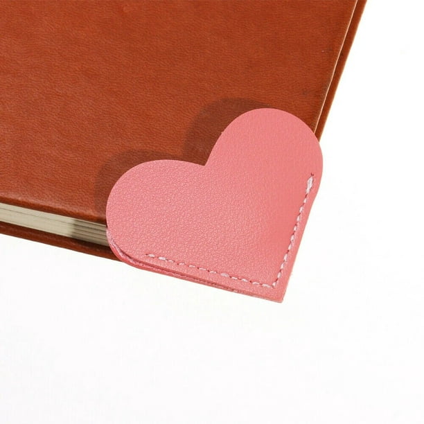 6 piezas de marcapáginas de corazón de cuero sintético, marcapáginas lindos  para mujeres, accesorios de lectura hechos a mano para amantes de la lectu