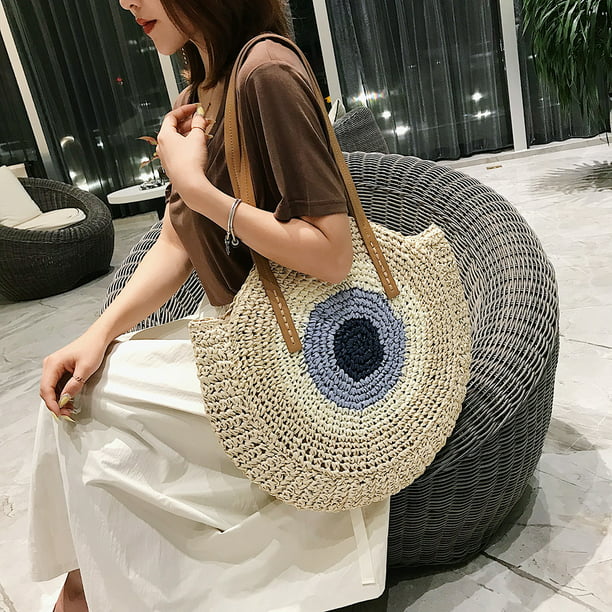 Bolsa de de paja tejido para mujer bolsos de mensajero de verano bolso de playa (beige) Para | Bodega Aurrera en línea