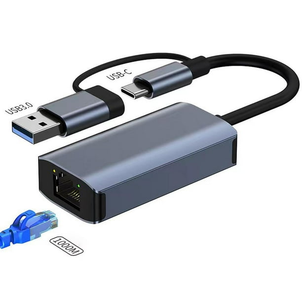 Adaptador USB Ethernet Tipo C Puerto USB 3.0 Ligero Para PC Portátil Hugo Adaptador  USB a Ethernet
