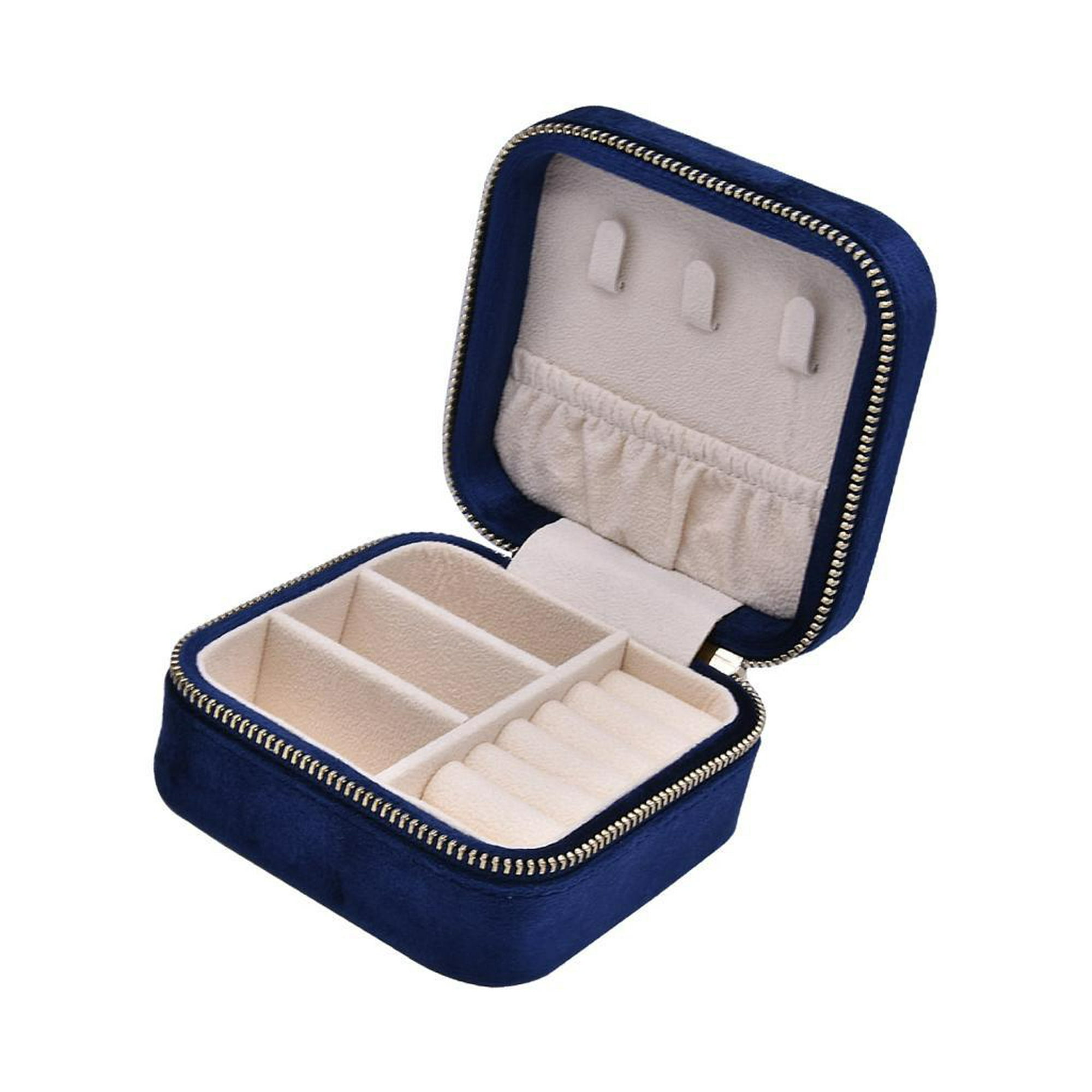 Joyero de cuero para pendientes de perno prisionero soporte de doble capa  anillo collar caja de almacenamiento anillo ornamento caja de  almacenamiento
