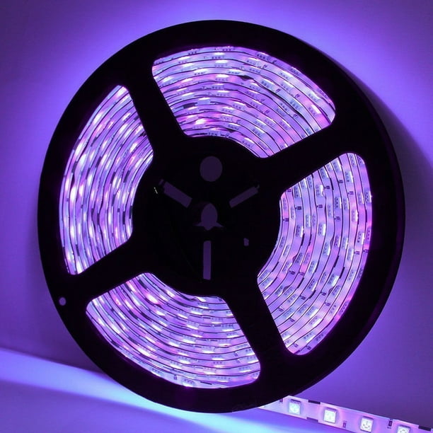 Luces de tira Irfora Tira de luz UV Tira de luces LED 16.4 pies 300 LED  Luces de cuerda 12V Luces negras flexibles Luces de tira UV Luz  ultravioleta + Fuente de