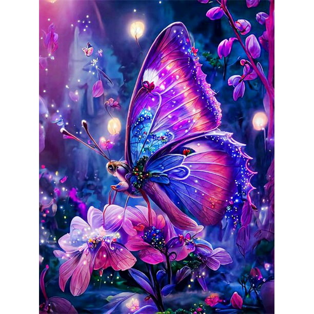 Flower Butterfly - 5D Diamond Painting Full Image - Large Size - Painting