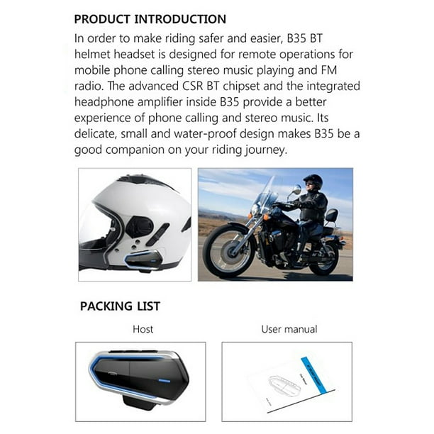 Intercomunicador para Motocicleta, Sistema de Comunicación Universal para  Casco CSR 4.2, Impermeable Sunnimix Auriculares para casco