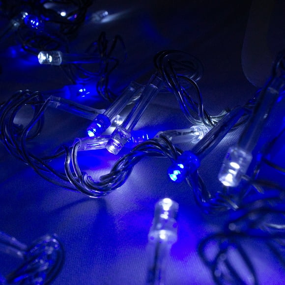 tira navideña decorativa luz led azulblanco 60 focos 8 funciones navicolors cable transparente 3 m