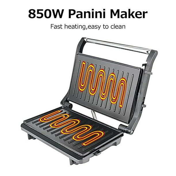 Sandwichera eléctrica, US 110V 180 grados aplanamiento doble cara  calefacción antiadherente fácil a Panini Maker 850W para el hogar