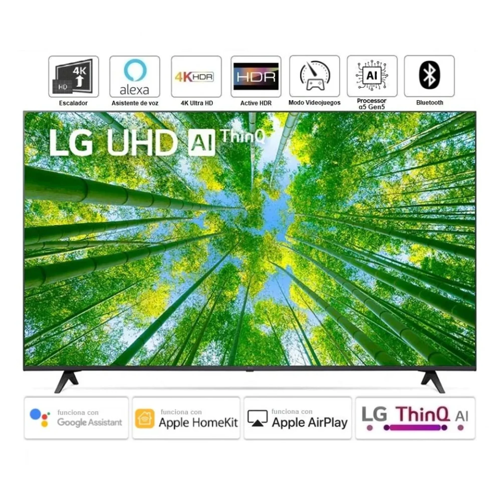 LG TV 55", Serie UQ8000 de 4K (2160p) LED Smart TV con WebOS UHD ThinQ ...