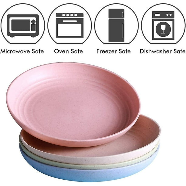 JUCOXO Platos de paja de trigo reutilizables de 8 pulgadas, platos aptos  para microondas para cocina, platos irrompibles para exteriores, sin BPA