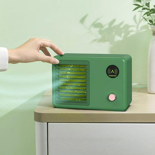 Enfriador de aire Personal, Mini aire acondicionado portátil silencioso  Retro, purificador de humidificador de aire evaporativo de 400ml con 7  Soledad Mini aire acondicionado